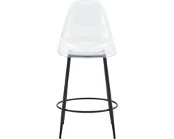 Flexibel barset: 89 cm glazen tafel + 4 barkrukken met een zwevend design – speciaal ontworpen voor Europese open keukens. Zwart metalen frame, met comfortabele voetsteun.