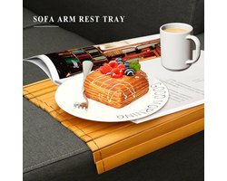 Flexibel dienblad hout | Armleuning dienblad | 15.8x30 CM | Anti slip | Banktafel | Armleuning organizer | Bank |Bamboe