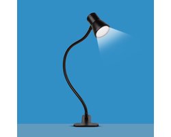 Flexibele Bureaulamp Met Klem En USB – LED Leeslamp Met Verstelbare Helderheid En Kleurtemperatuur – Zwart Metaal – Voor Bureau, Bed Of Plank [20258]