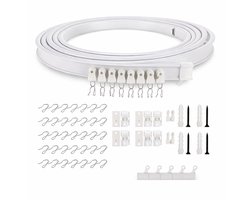 Flexibele Gordijnrails 4 Meter – Buigbare Plafondrail – Complete Set incl. Haken & Beugels – Geschikt voor Hoeken & Erkers – Wit - BOECK