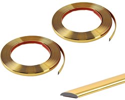 Flexibele Gouden Moulding, Zelfklevende Decoratieve Randstrip voor Tegels, Muren en Meubels, Peel and Stick PVC Lijsten voor Spiegels en Plafonds, 10 Meter Lang, 13mm Breed