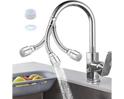 Flexibele Kraanverlengstuk 720 Graden Draaibaar met Straalregelaar voor Keuken en Wastafel