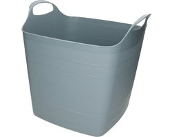 Flexibele kuip - 25L - kunststof - grijs blauw - emmer - wasmand