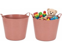 Flexibele kuip - 2x - roze - 40 liter - met handvatten - 45 cm - kunststof - emmer - wasmand