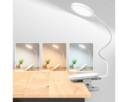 Flexibele leeslamp - 360 ° draaibare klemlamp - boekklem - 3 helderheidsniveaus - 3 kleurtemperaturen - USB oplaadbaar - oogbescherming - 20 LEDs