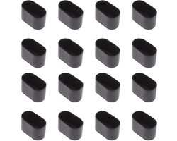 Flexibele Rubber Beschermhoezen voor Ovalen Tafel- en Stoelpootjes - 16 Stuks, Antislip en Kr scratchbestendig - 40x20mm (Zwart)