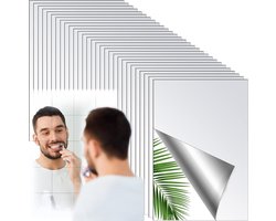 Flexibele Spiegelstickers voor Thuisdecoratie - Set van 30 - Zelfklevend - Muurdecoratie met Niet-Glazen Spiegeltegels - 15,2 x 10,2 cm