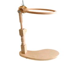 Flexibele standaard voor borduurring. Berkenhouten borduurring houder tafelstandaard of zitstandaard. Voor borduurring tot 30cm doorsnede en frames van 30.5 x 22.9 cm. Houten borduurring klem voor op tafel op stoel.