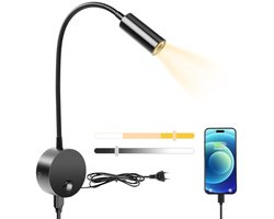 Flexibele Wandlamp voor Lezen met Schakelaar - Dimbare LED Leeskamp voor Slaapkamer