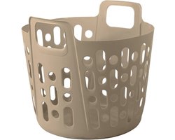 Flexibele wasmand - beige - 35 liter - kunststof - 39 x 41 x 36 cm