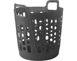 Flexibele wasmand - grijs - 45 liter - kunststof - 41 x 44 x 48 cm