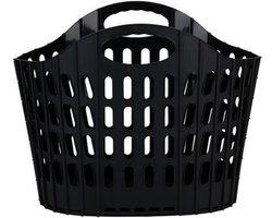 Flexibele wasmand - zwart - 25 liter - kunststof - 49 x 25 x 38 cm - opbergen