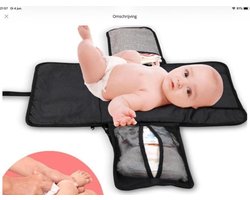 Flexigood - Opvouwbare Aankleedkussen - Verschoningstas - Opvouwbaar verschoningsmatje - Traveltas Baby - Waterdicht - Opvouwbare Luiertas - Compact - Grijs/Zwart - Waterdicht Aankleedkussen - Aankleedkussen voor op Reis