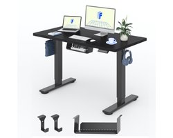 FlexiSpot Elektrisch Verstelbaar Bureau met Lade, Kabelbeheer en 4 Geheugenstanden – Zwart – 100 x 60 cm – Zit-Sta Bureau