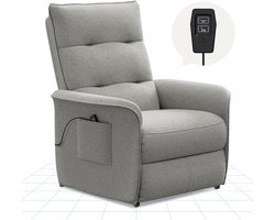 FLEXISPOT Elektrische Relaxstoel met Verstelbare Rugleuning – TV Stoel met Ligfunctie 125°-160° – Ergonomisch – Lichtgrijs