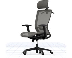 FLEXISPOT Ergonomische Bureaustoel met Verdeelbare Rugleuning, Comfortabel Schuim Kussen en 3D Armleuningen – Voor Kantoor en Thuis – Grijs
