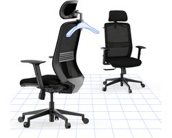 FLEXISPOT Ergonomische Bureaustoel met Verdeelbare Rugleuning, Comfortabel Schuim Kussen en 3D Armleuningen – Voor Kantoor en Thuis – Grijs