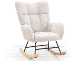 FLEXISPOT® Schommelstoel – Comfortabele Relaxstoel & Loungestoel voor Woonkamer, Babykamer of Leeshoek – Ergonomische Armstoel – Wit