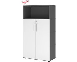 FlexWall | 4 OH | deuren + kast | met verstelbare poten - Grafiet/Wit