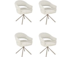 Flicka - Draaibare Eetkamerstoelen Set van 4 - Met armleuning - Beige