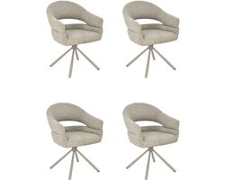 Flicka - Eetkamerstoelen met armleuning - Set van 4 - Taupe / Beige - Draaibaar
