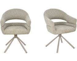 Flicka - Eetkamerstoelen met armleuning - Taupe - Set van 2 - Draaibaar - Modern Design