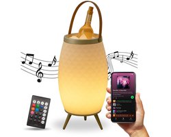 FlinQ Bali M - Speaker Lamp - Draadloze Speaker - Wijnkoeler - Tafellamp - Bluetooth - RGB - Wit