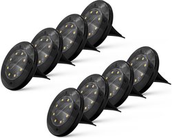 FlinQ Fly - Solar Grondspots - Solar Tuinverlichting - Zonne-energie - 8-pack - Zwart