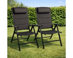 FlinQ Luma Verstelbare Aluminium Tuinstoelen 2x - Weerbestendig Tuinmeubelen - Set van 2 Relax Stoelen - Ideale Campingstoel - Ook voor Tuin of Balkon
