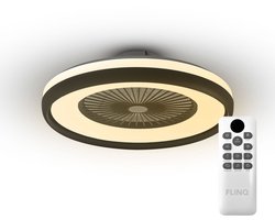 FlinQ LumiFan Plafondventilator met Verlichting - Ventilator voor aan het Plafond - Ideaal voor op de Slaapkamer - Bestuurbaar met Afstandsbediening