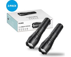FlinQ Militaire Zaklamp - 1000 lumen LED lamp - Op Batterijen - Waterbestendige Flashlight - Ideaal voor Noodpakket - Geschikt voor Kinderen - 1000 meter Zicht - 2 Zaklampen