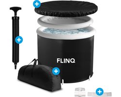 FlinQ Opblaasbaar Ijsbad - Ice Bath - Dompelbad voor Wim Hof Methode - Opvouwbaar Zitbad voor Volwassenen - Inclusief afdekhoes - Zwart