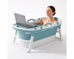 FlinQ Opvouwbaar Bad - Ligbad voor Volwassenen - Inklapbaar Bad voor in de Badkamer - Mobiele Zitbad - Ook Geschikt voor Kinderen - 121 cm - Blauw
