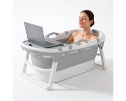 FlinQ Opvouwbaar Bad - Ligbad voor Volwassenen - Inklapbaar Bad voor in de Badkamer - Mobiele Zitbad - Ook Geschikt voor Kinderen - 121 cm - Grijs