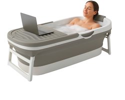 FlinQ Opvouwbaar Bad - Ligbad voor Volwassenen - Inklapbaar Bad voor in de Badkamer - Mobiele Zitbad - Ook Geschikt voor Kinderen - Grijs