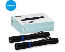 FlinQ Pen Zaklamp - 100 lumen LED lamp - Op Batterijen - Waterbestendige Flashlight - Militaire Zaklamp - Ideaal voor Noodpakket - Geschikt voor Kinderen - 100 meter Zicht - 2 Zaklampen