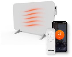 FlinQ Slimme Infrarood Verwarming - Elektrische Verwarmingspaneel - Moderne Kachel - Geschikt voor Badkamer - Staand & Verplaatsbaar - Met Thermostaat - Wit Paneel - 800W