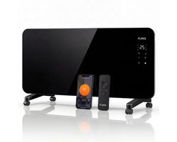 FlinQ Smart Convectorkachel - Elektrische Kachel met WiFi - Verwarming met Thermostaat - Geschikt voor de Badkamer - Ook als Wandkachel - Electrische Verwarmingspaneel met 2000W - Zwart