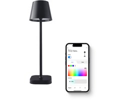 FlinQ Smart Tafellamp Lume - Oplaadbaar en met Touch Bediening - Voor Slaapkamer en Woonkamer - Draadloze Lamp ook als Schemerlamp - Dimbaar en Ideaal voor Nachtkastje - Industrieel - Zwart