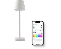 FlinQ Smart Tafellamp Lume - Oplaadbaar en met Touch Bediening - Voor Slaapkamer en Woonkamer - Draadloze Lamp ook als Schemerlamp - Dimbaar en Ideaal voor Nachtkastje - Industrieel - Wit