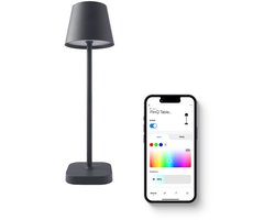 FlinQ Smart Tafellamp Lume - Oplaadbaar en met Touch Bediening - Voor Slaapkamer en Woonkamer - Draadloze Lamp ook als Schemerlamp - Dimbaar en Ideaal voor Nachtkastje - Industrieel - Antraciet