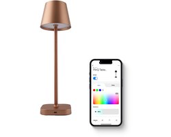 FlinQ Smart Tafellamp Lume - Oplaadbaar en met Touch Bediening - Voor Slaapkamer en Woonkamer - Draadloze Lamp ook als Schemerlamp - Dimbaar en Ideaal voor Nachtkastje - Industrieel - Bronze