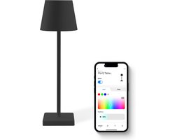 FlinQ Smart Tafellamp Nova - Oplaadbaar en met Touch Bediening - Voor Slaapkamer en Woonkamer - Draadloze Lamp ook als Schemerlamp - Dimbaar en Ideaal voor Nachtkastje - Industrieel - Zwart