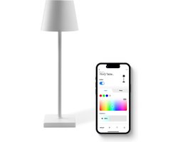 FlinQ Smart Tafellamp Nova - Oplaadbaar en met Touch Bediening - Voor Slaapkamer en Woonkamer - Draadloze Lamp ook als Schemerlamp - Dimbaar en Ideaal voor Nachtkastje - Industrieel - Wit