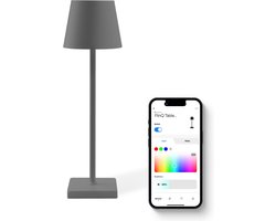 FlinQ Smart Tafellamp Nova - Oplaadbaar en met Touch Bediening - Voor Slaapkamer en Woonkamer - Draadloze Lamp ook als Schemerlamp - Dimbaar en Ideaal voor Nachtkastje - Industrieel - Antraciet
