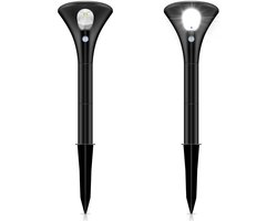 FlinQ Spike - Tuinverlichting op Zonne Energie - Solar Buitenverlichting - LED Buitenlamp met Dag en Nacht Sensor - Krachtige Verlichting voor Buiten in de Tuin - Tuinlamp Waterdicht - 2 Stuks