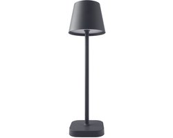 FlinQ Tafellamp Lume - Tafellamp Oplaadbaar - Tafellamp slaapkamer - Oplaadbaar - Dimbaar met geheugenstand - 3 lichtstanden - 38cm - Antraciet