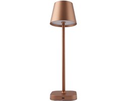 FlinQ Tafellamp Lume - Tafellamp Oplaadbaar - Tafellamp slaapkamer - Oplaadbaar - Dimbaar met geheugenstand - 3 lichtstanden - 38cm - Brons