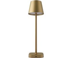 FlinQ Tafellamp Lume - Tafellamp Oplaadbaar - Tafellamp slaapkamer - Oplaadbaar - Dimbaar met geheugenstand - 3 lichtstanden - 38cm - Goud
