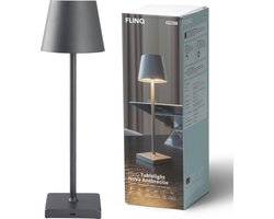 FlinQ Tafellamp Nova - Tafellamp Oplaadbaar - Tafellamp slaapkamer - Oplaadbaar - Dimbaar met geheugenstand - 3 lichtstanden - 38cm - Antraciet
